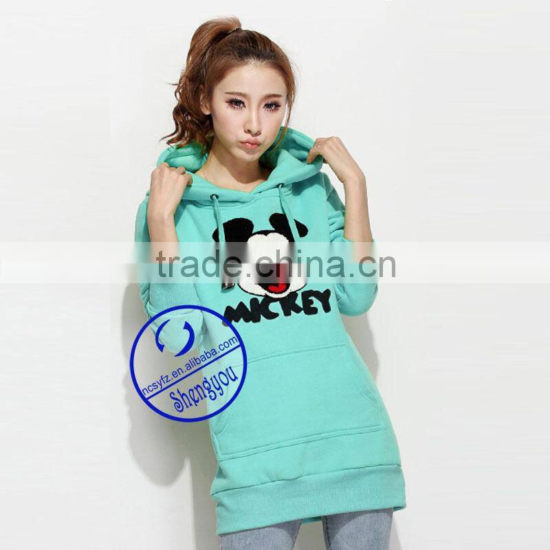 China supplier custom women hooded sweatshirt with embroidered