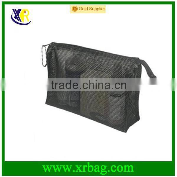 nylon balck mesh cosmetic bags/mesh cosmetic bag black shenzhen factory