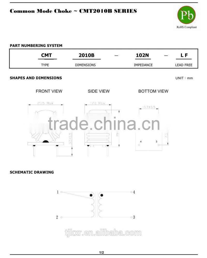 CE, ROHS approved common mode choke