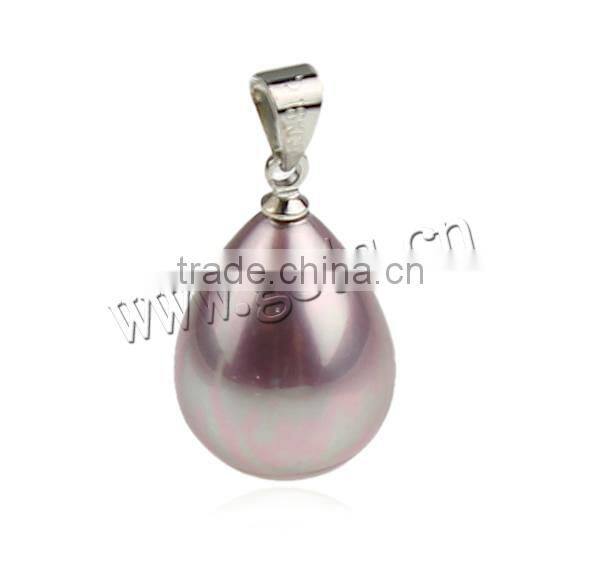14x21mm Light Purple With Brass South Sea Shell Pendants