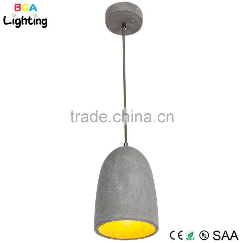 Concrete chandelier lighting with metal ceiling rose and steel wire