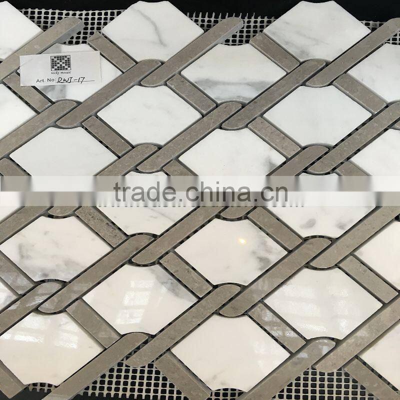 white and black marble stone mosaic tile
