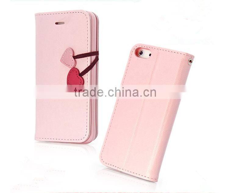 2015 Hot Selling Little Cherry Mobile Phone Case Flip Leather Case For iPhone