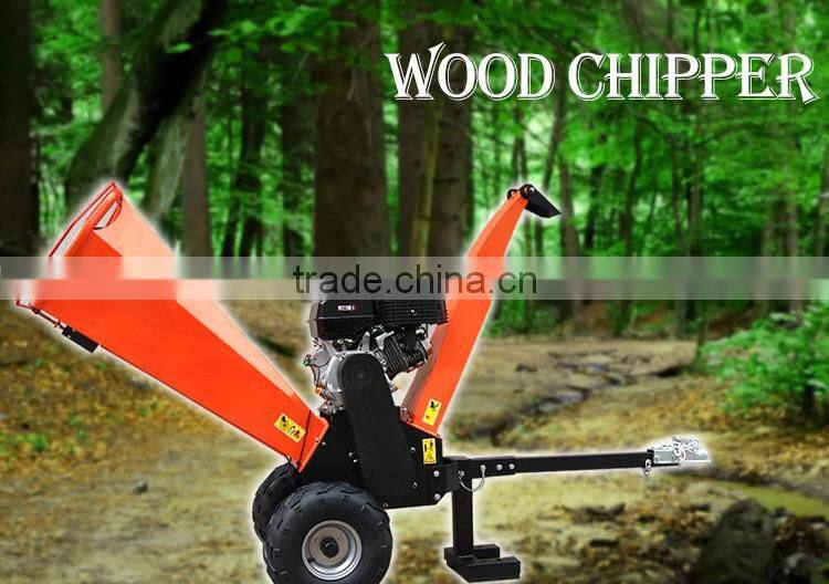 Small ATV wood chipper with gasoline engine