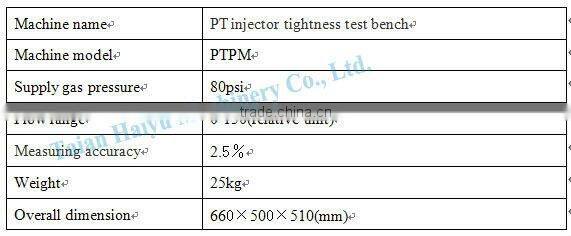 PTPM injector tightness test bench, test tool