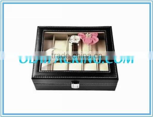 12 Grids Black Leather Watch Jewellery Display Case