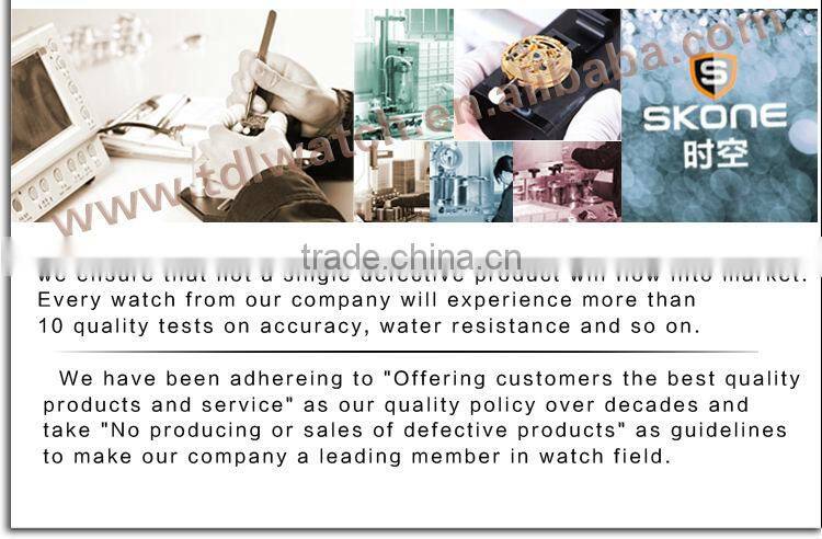 SKONE 9142 White Dial Black Leather Band water proof water resistant watch