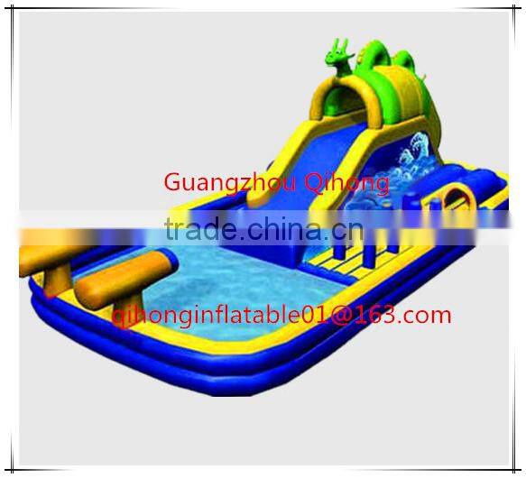 Professional supplier dragon inflatable floating water slide, used inflatable water slide for sale, inflatable slide with pool