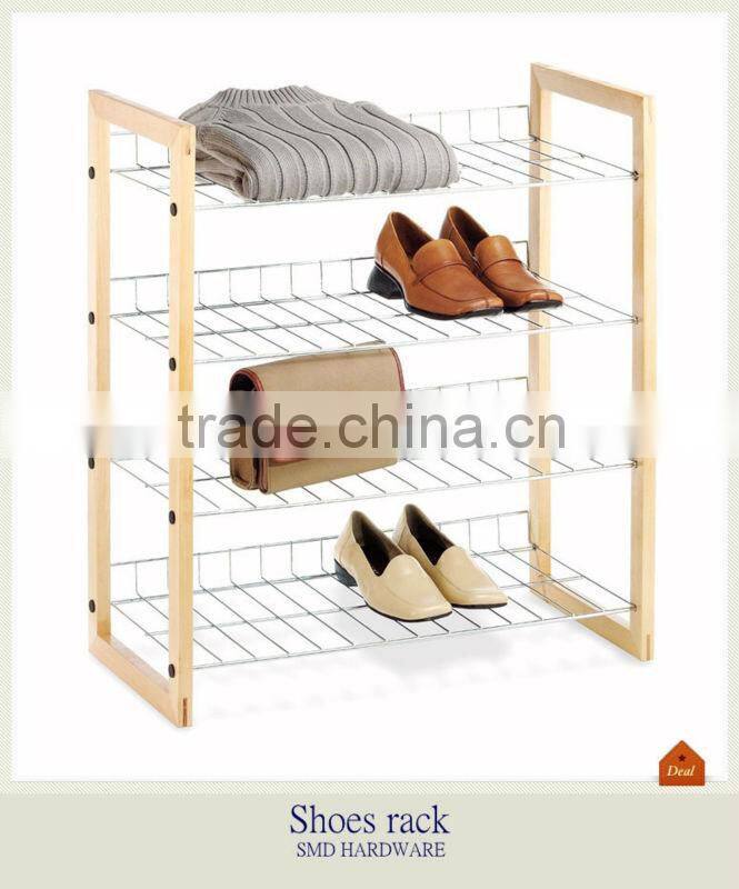 4 Tier iron and wooden shoes rack