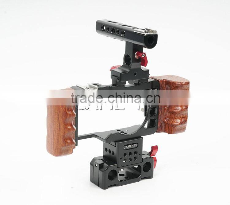 CAME-TV Rig For S ony A6300 Camera Cage With Wooden Handle