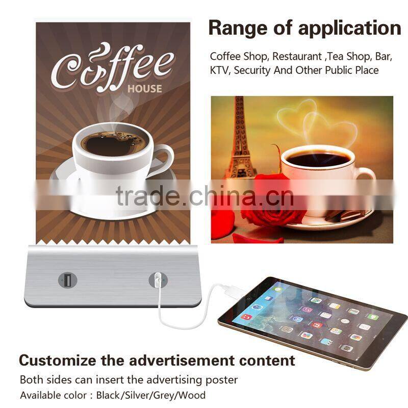 Fast charging advertising menu powerbank, Mobile Phone Charger for Coffee Shop