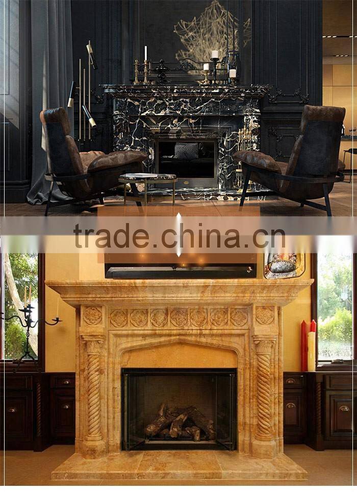 Hand carving white marble flower design fireplace mantel / surround