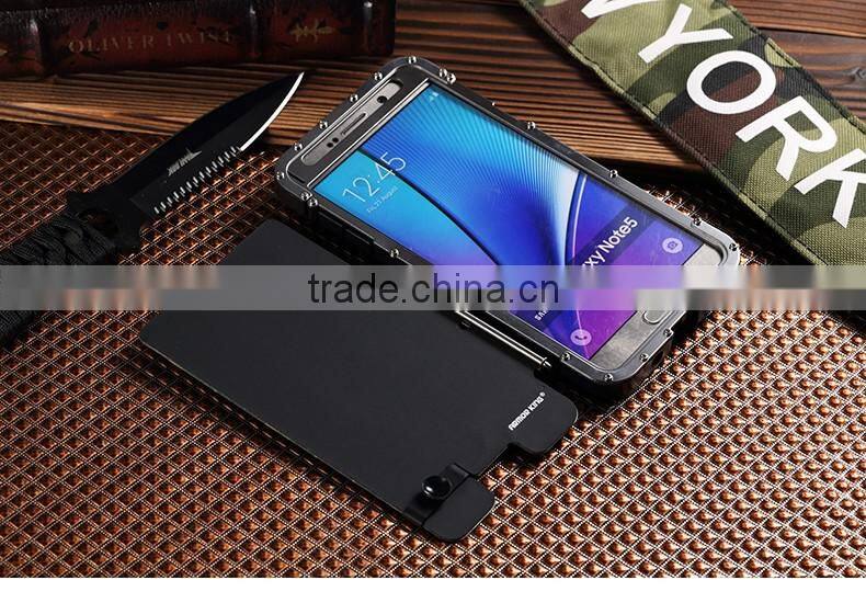 Stainless Steel Flip Smart Cover 360 Iron Man Metal Cover Case for Samsung Galaxy note 5 Camouflage Cool Style