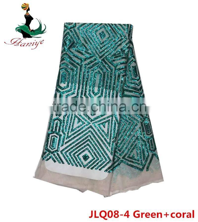 Haniye JLQ08-3/Newest african net lace with sequins high quality african tulle lace fabric