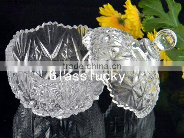 Unique design glass halloween candy bowls with glass lid wholesale