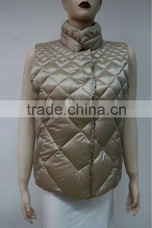 2014 hot sale Winter Padded Vest fashion dark beige high quality down vest/weight vest/women vest