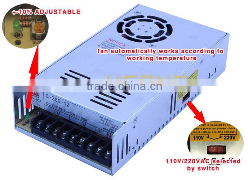 Factory pirce 12v switching power supply 250w constant voltage power supply