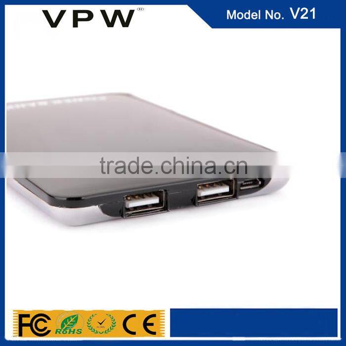 Hot sale !! Best quality Slim Li-Polymer Dual USB Power Bank cute for cell phone