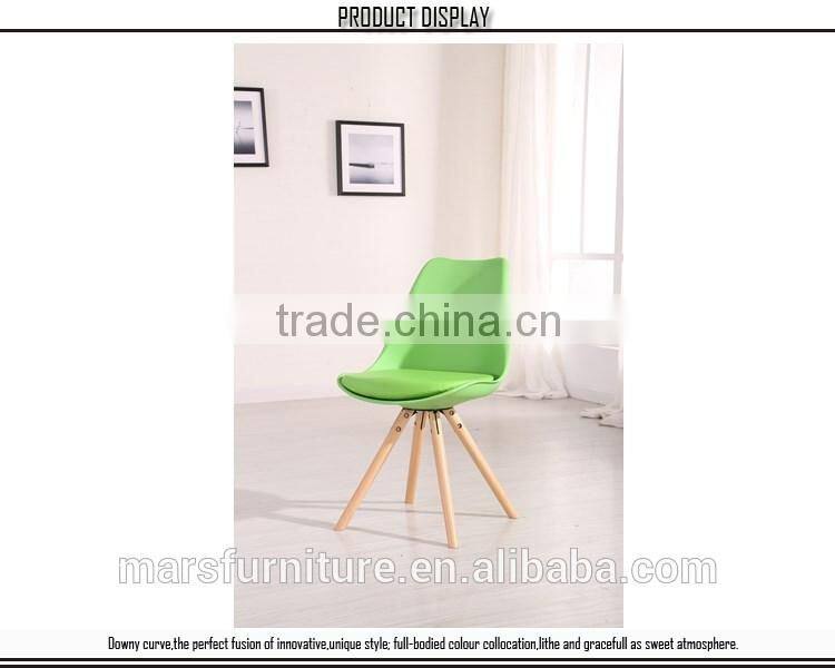 Cheap plastic furniture design wooden leg dinning room chair
