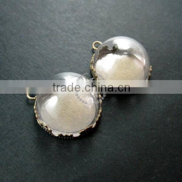 20mm vintage style round glass dome in bronze antiqued crown bezel tray DIY pendant charm supplies 1810290