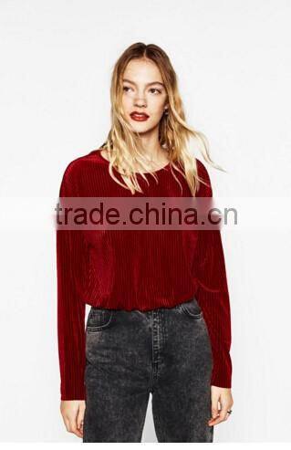 Guangzhou factory price Burgundy Velvet Latest fancy tops girls wholesale