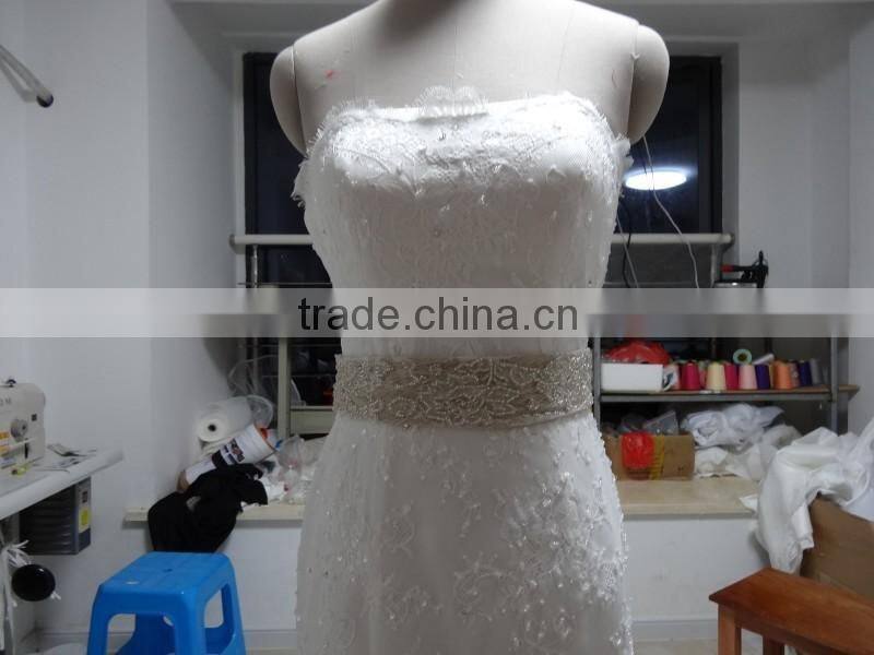 Lace StrapLess Mermaid Custom Made Floor Length Formal Bridal Dress Vestidos De Novia BW072 real pictures wedding dress china