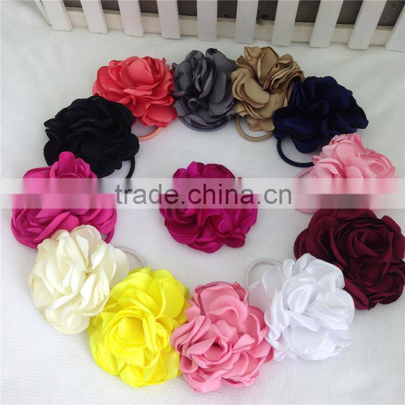 4inch High Quality Hair Flowers with Elastic Hairband for Pony Tail Holder Kids Hairband Children Headwear Baby Accessories