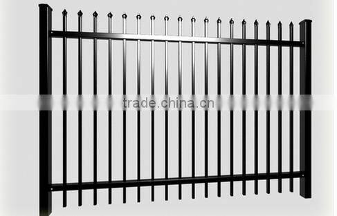 black galvanized steel fence