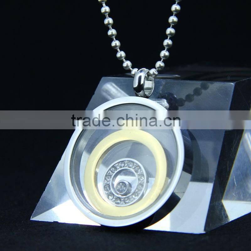 stainless steel glass pendant with charms for promotion