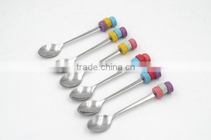 Purple blue red colored macaron design fruit spoon