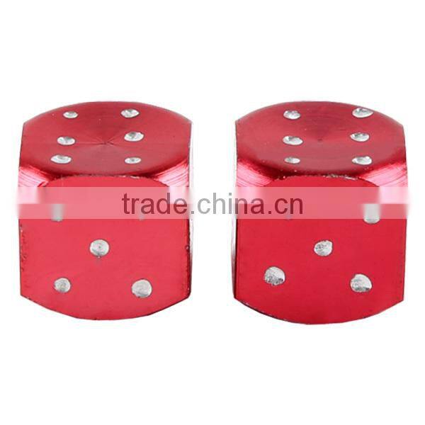 Universal Motorcycle 2X Red Dice Tyre Tire Valve Stem Caps Aluminum 12*8mm