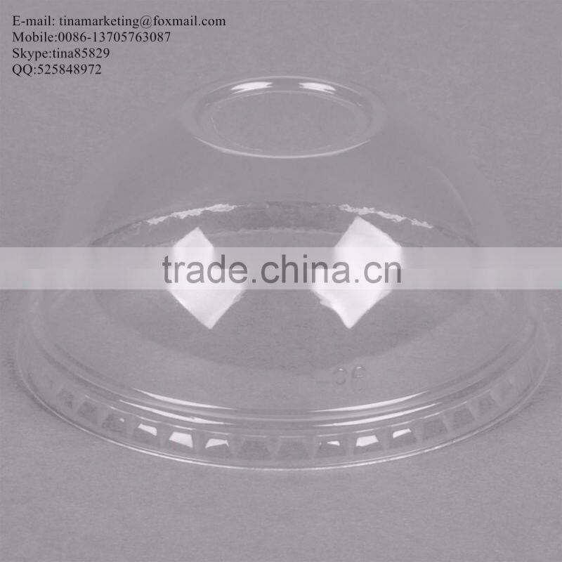 Custom Disposable PS Plastic Clear Dome Lid with Hole for Clod Drink Cup