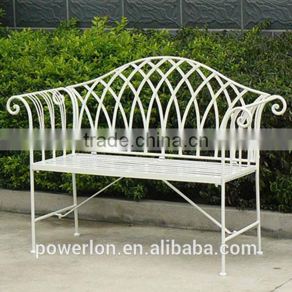 POWERLON gothic matl bench shabby chic metal outdoor furniture anti white color