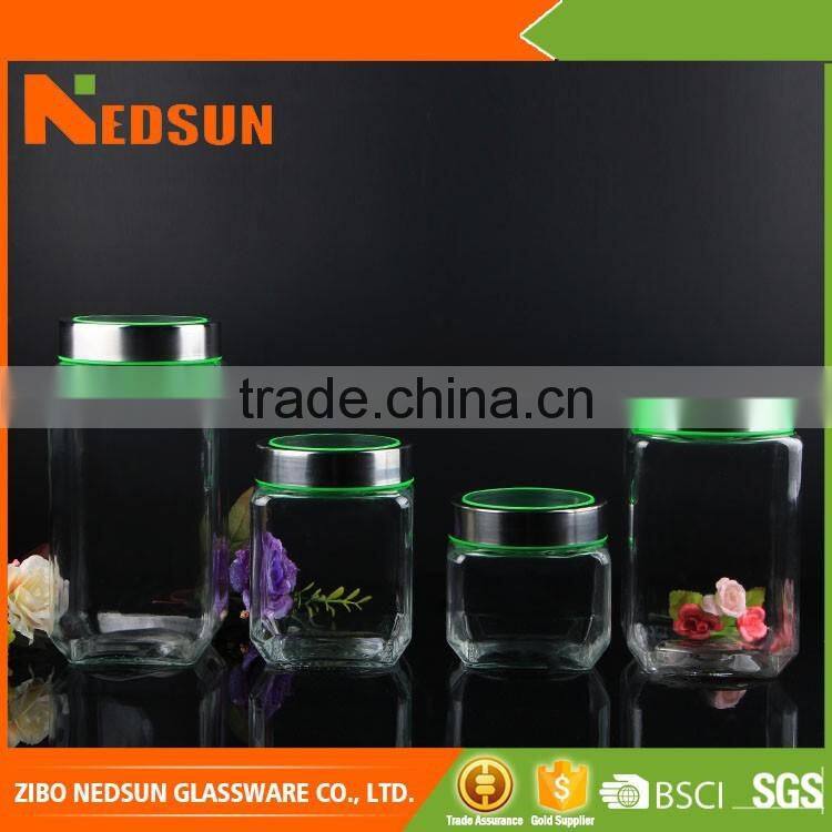 Chinese wholesale Hot selling items square glass jar top selling products in alibaba