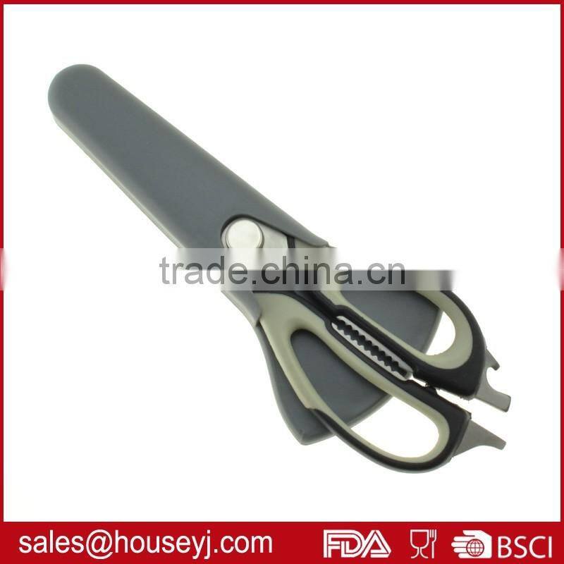 soft grip tpr handle kitchen scissors with magnetic holder