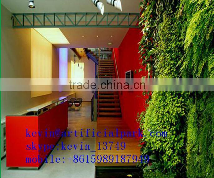 Decorations artificial living wall for indoor plastic big green leaves fake vertical green wall