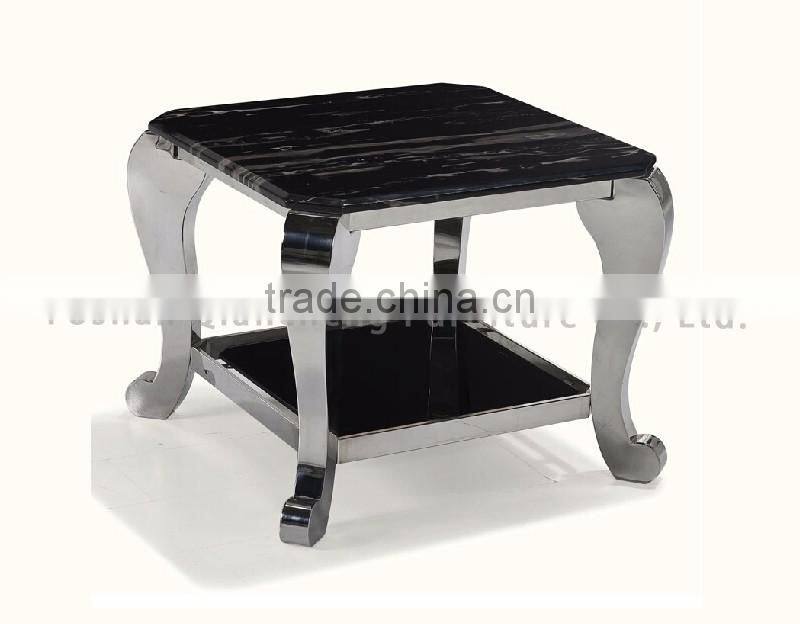 Living room side table with stainless steel legs