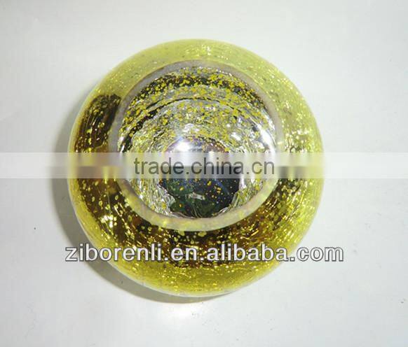 Party Decoration Hanging Yellow Sparkling Glass Polished Hollow Glass Ball
