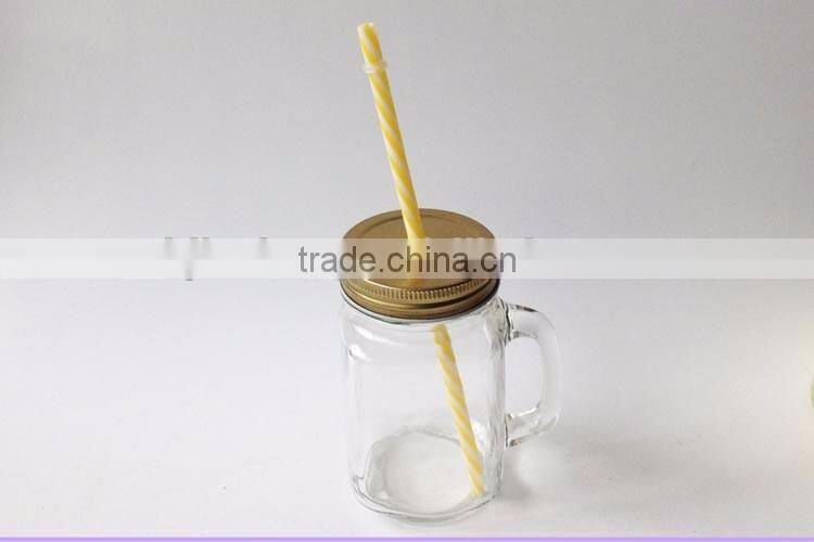 16oz empty glass jar with metal golden copper cap