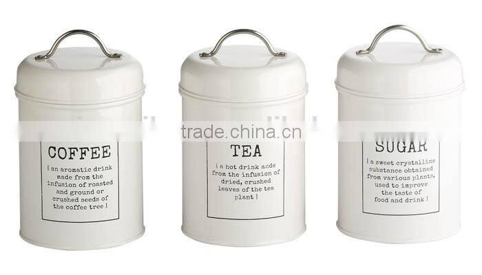 Vintage Style Cream Enamel Garlic Storage Tin