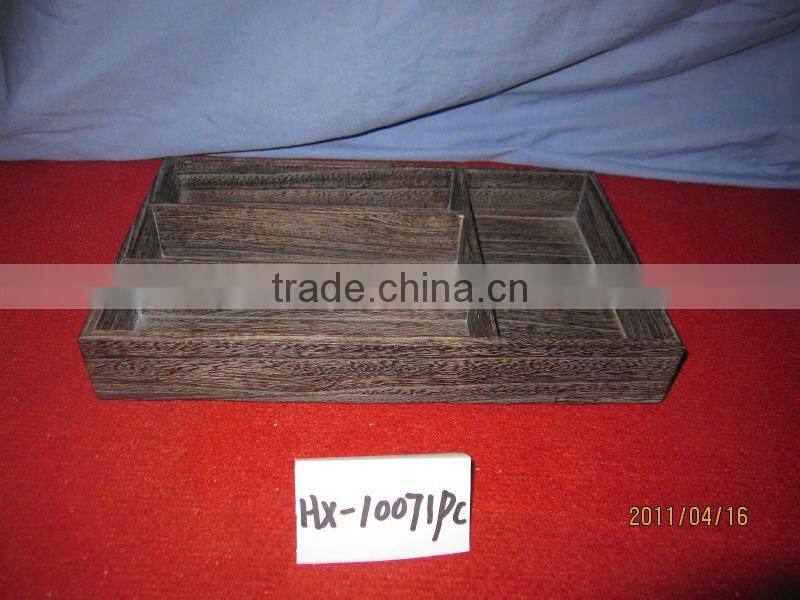 small wooden craft tray with compartment