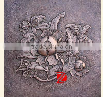 bronze modern flowers relief sculpture
