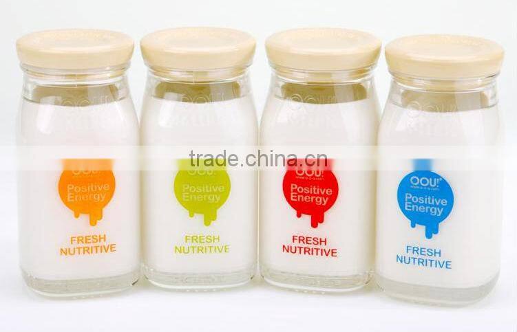 Printed flowers Glass bottle set of 4 pcs