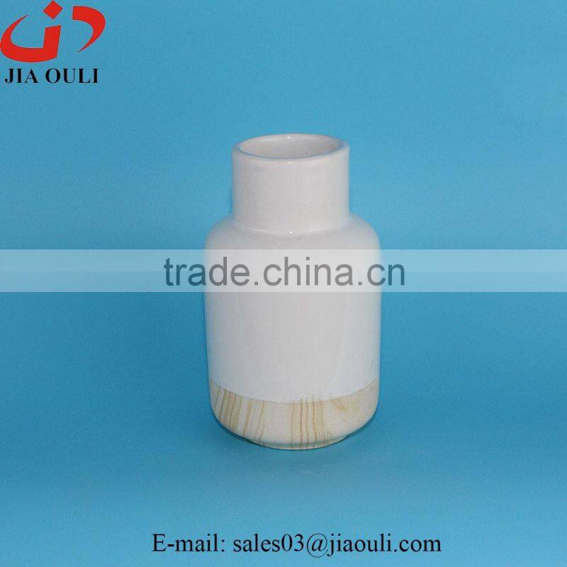 NEW design wood grain white ceramic vase