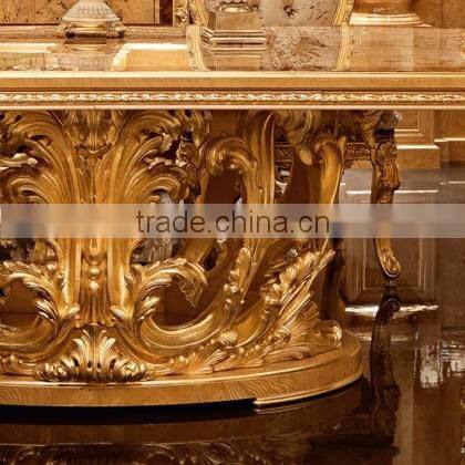 momoda New Arrival Luxury Golden round Dining Table Royal Dining Room Italian furniture customized furniture supplier china