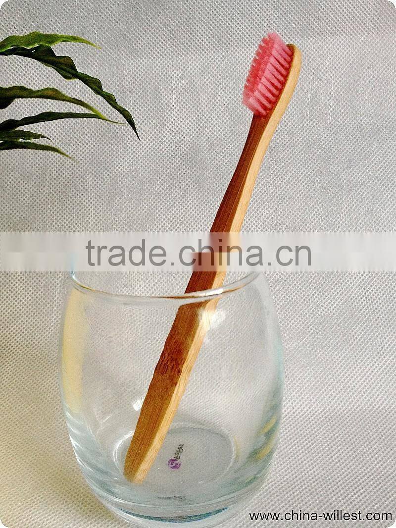 Hotel bamboo toothbrush, natural bamboo handle toothbrush