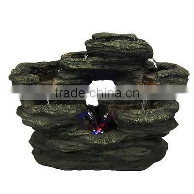 Two Stream Rock Tabletop Fountain with LED Lights