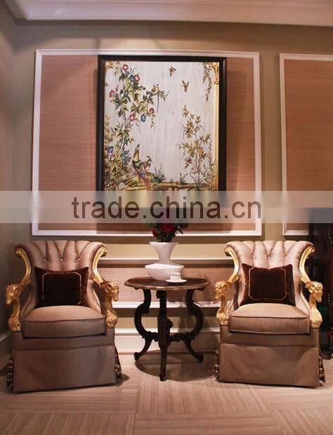 Handmade French Classic Style Brown and Silver Tufted Bed with Wardrobe and Nightstand BF12-03254k