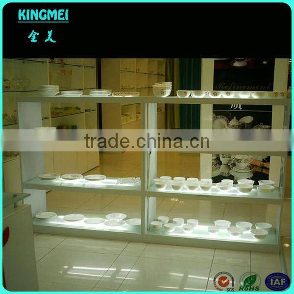 LED White acrylic plate display cases and dish display fixture