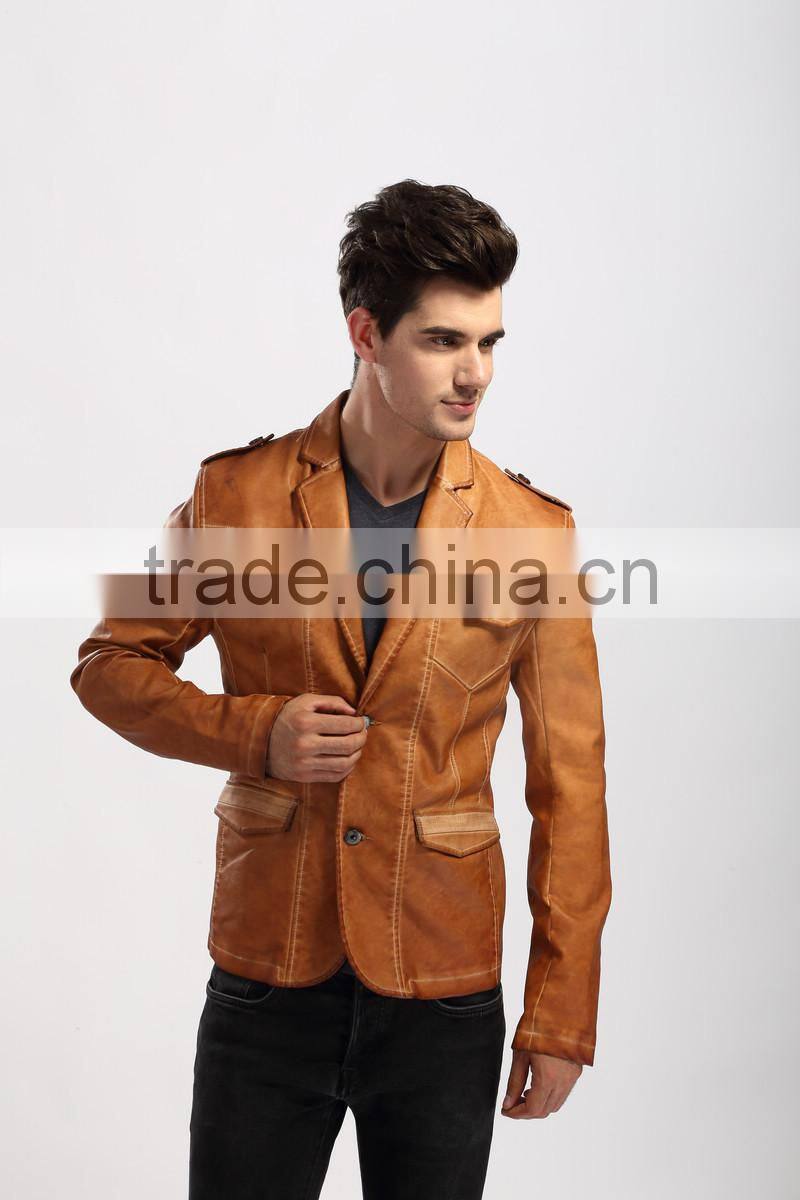 2017 Stylis Slim Fit Men PU Leather Jacket
